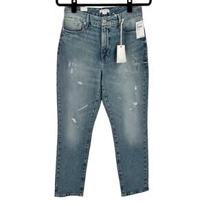 Good American Womens Good Classic Distressed Straight Leg Jeans Size 4 / 27